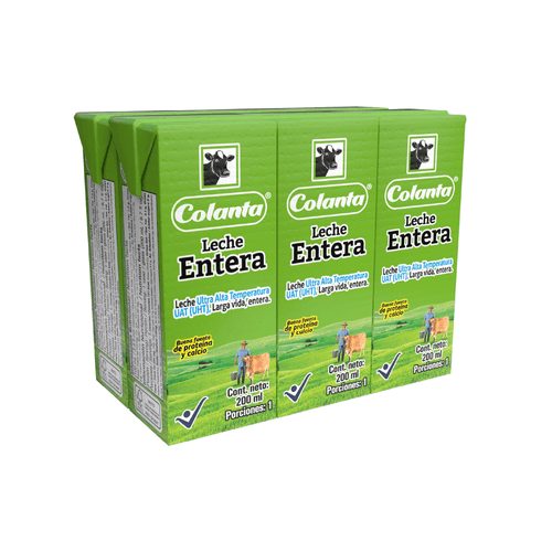 Leche UHT Entera Colanta Caja X 200 ml X 6 U