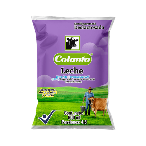 Leche UHT Deslactosada Colanta Bolsa X 900 ml