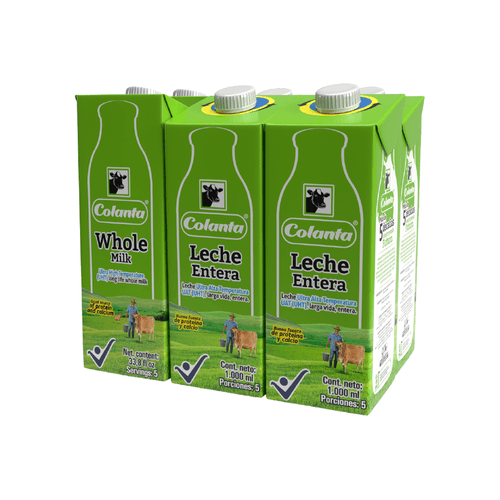 Leche UHT Entera Colanta Caja X 1000 ml X 6 U