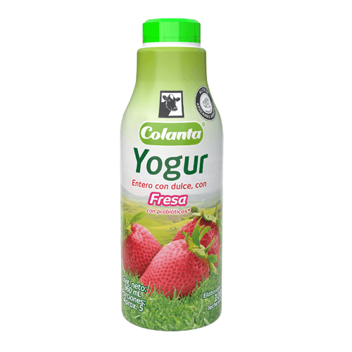 Yogur Entero Fresa Colanta Garrafa X 960 ml