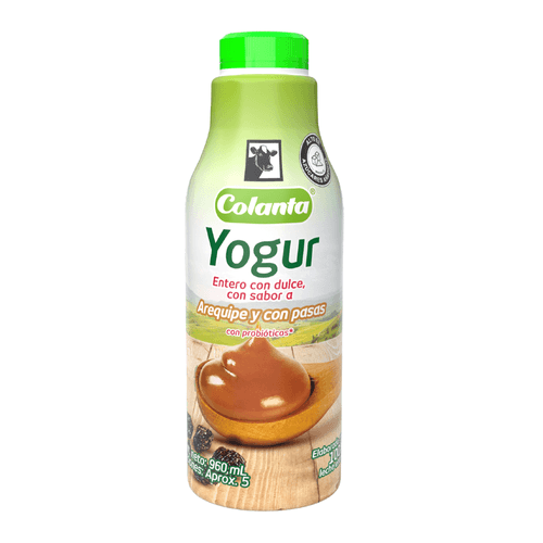 Yogur Entero Arequipe Pasas Colanta Garrafa X 960 ml