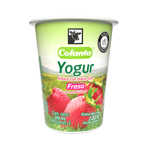 Yogur Entero Fresa Vaso X 190 ml