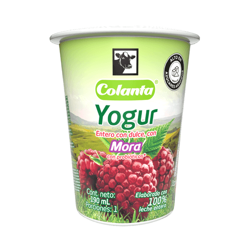 Yogur Entero Mora Vaso X 190 ml