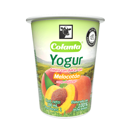 Yogur Entero Melocotón Vaso X 190 ml
