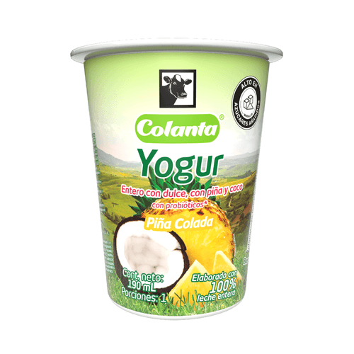 Yogur Entero Piña Colada Vaso X 190 ml