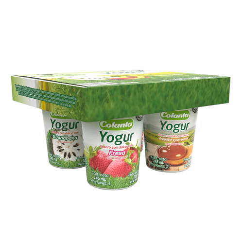 Paquete Yogur Entero Surtido Vaso X 145 ml X 4 U