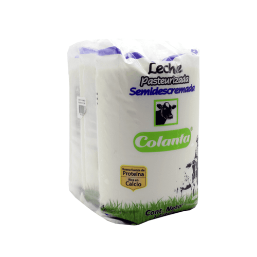 Leche Pasteurizada Semidescremada Colanta Bolsa X 1000 ml X 3 U