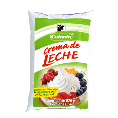 Crema de Leche UHT Semientera Colanta Bolsa x 870 g