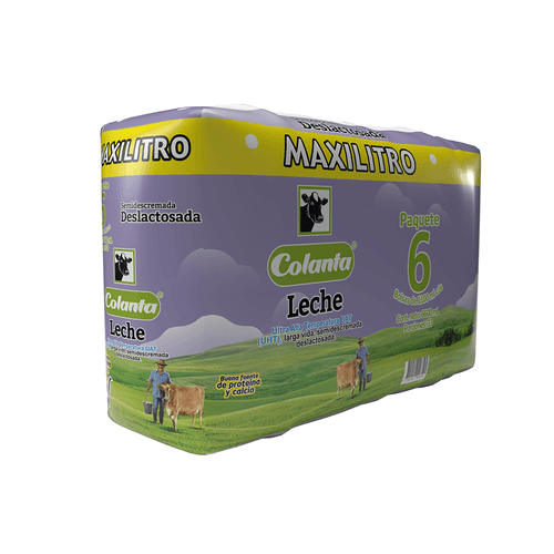 Leche UHT Deslactosada Maxilitro Colanta Bolsa X 1100 ml X 6 U