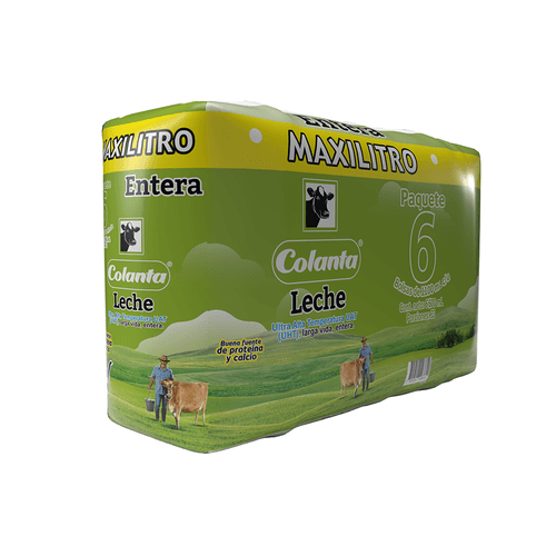 Leche UHT Entera Maxilitro Colanta Bolsa X 1100 ml X 6 U