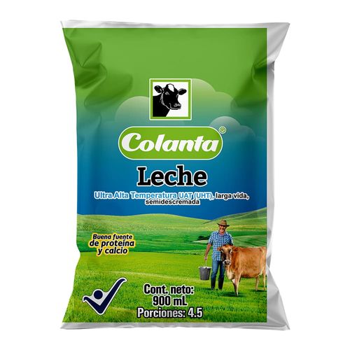 Leche UHT Semidescremada Colanta Bolsa X 900 ml