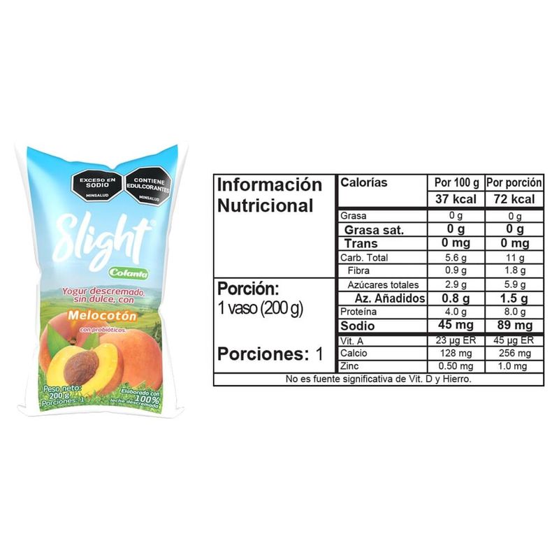 Yogur-Slight-Melocoton-Bolsa-X-200-g