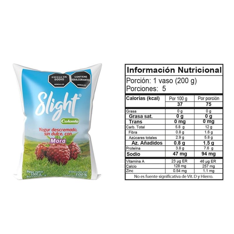 Yogur-Slight-Mora-Colanta-Bolsa-X-1000-g
