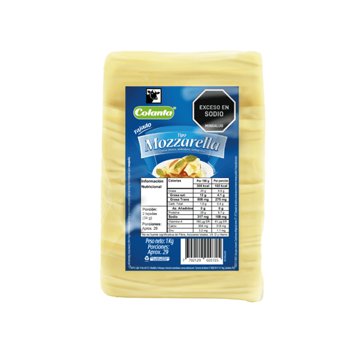 Queso Tipo Mozzarella Colanta Tajado X 1.000 g