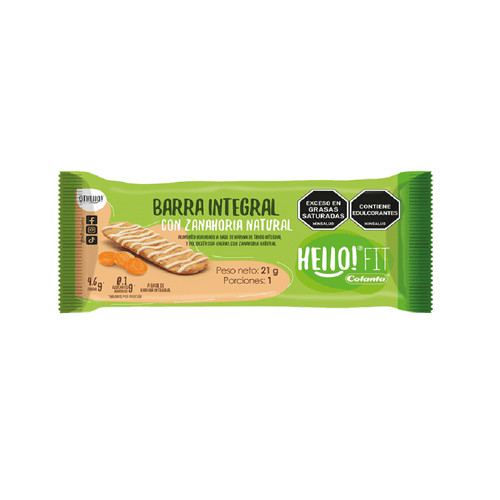 Barra Integral Con Zanahoria Hello! Fit Colanta X 21 g