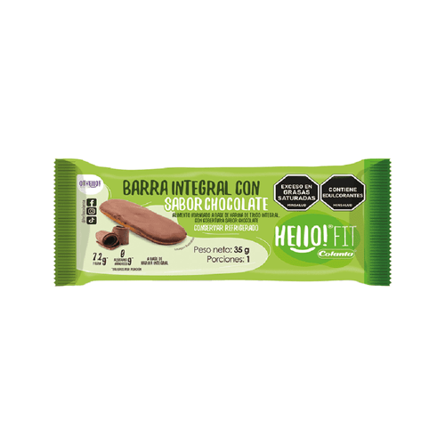 Barra Refrigerada Integral Con Chocolate Hello! Fit Colanta X 35 g