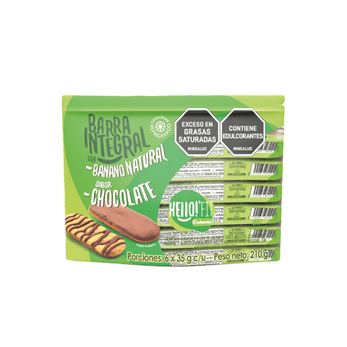 Bolsa Surtida Barras Integrales Refrigeradas Chocolate y Banano HelloFit Colanta X 35 g X 6 U