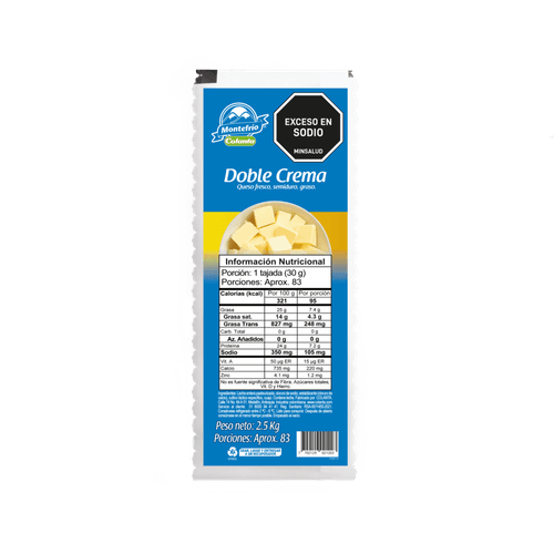 Queso Doble Crema Montefrío bloque x 2500 G