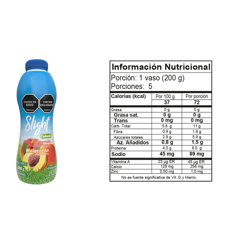 Yogur-Slight-Melocoton-Colanta-Garrafa-X-1000-g