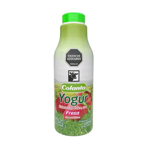 Yogur Entero Fresa Colanta Garrafa X 1000 g