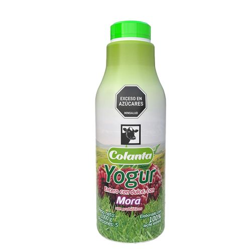 Yogur Entero Mora Colanta Garrafa X 1000 g