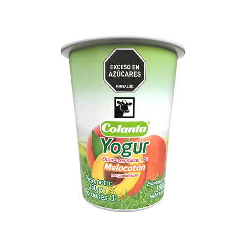 Yogur Entero Melocotón Colanta Vaso X 150 g