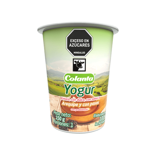 Yogur Entero Arequipe Con Pasas Colanta Vaso X 150 g