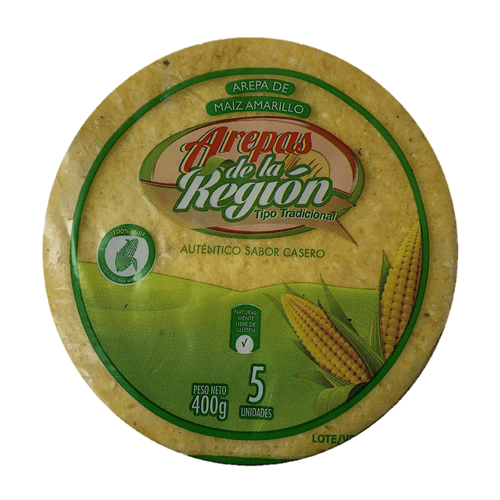 Arepa Tela de Maíz Amarillo La Región X 400 g X 5 U
