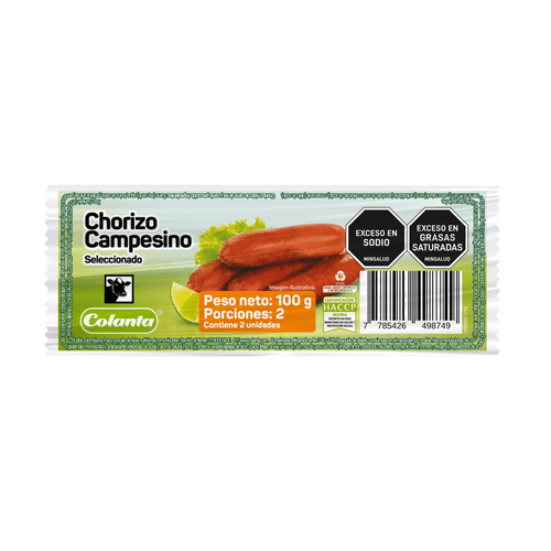 Chorizo Campesino Seleccionado Colanta Duopack X 100 g