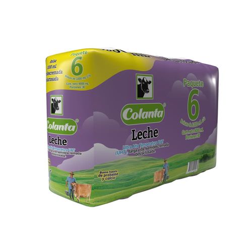 Leche UHT Deslactosada Semidescremada Colanta Bolsa X 1000 ml X 6 U