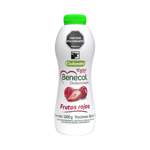 Yogur Benecol Deslactosado Frutos Rojos X 1000 g
