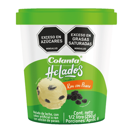 Helado Ron Con Pasas Colanta X 0.5 Lt