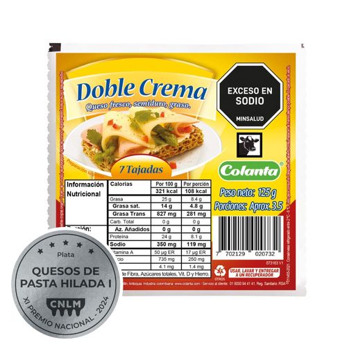 Queso Doble Crema Colanta Tajado X 125 g