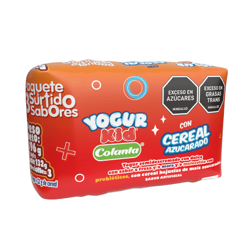 Yogur Kid con Cereal Azucarado Surtido Colanta X 132 g X 3 U