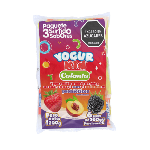 Yogur Kid Surtido Colanta Bolsa X 200 g X 6 U