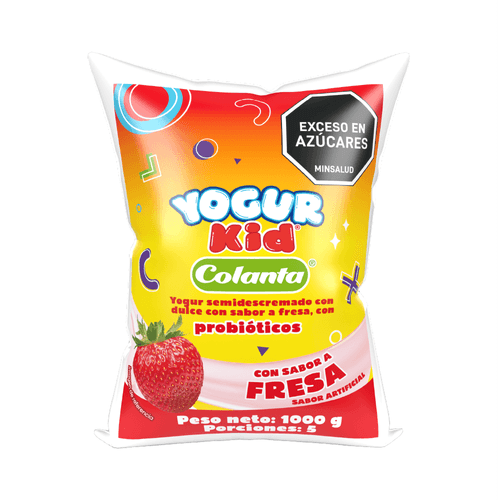 Yogur Kid Fresa Colanta Bolsa x 1000 g