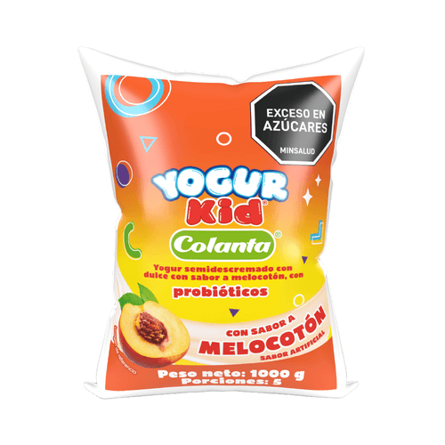 Yogur Kid Melocotón Colanta Bolsa x 1000 g