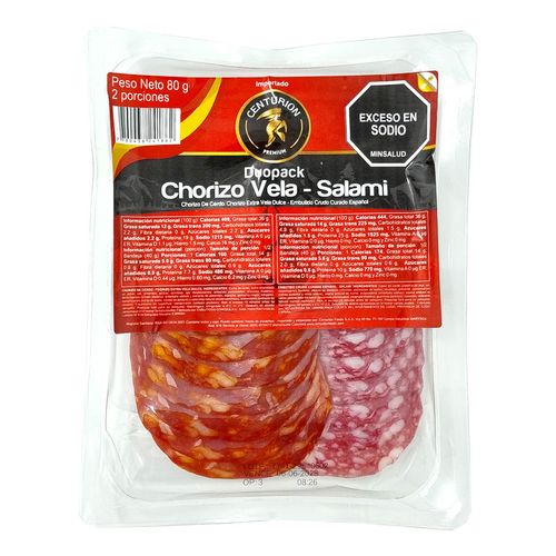 Duopack Chorizo Vela + Salami Tajado X 80 g
