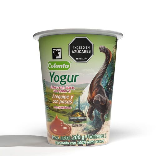 Yogur Entero Arequipe Pasas Colanta Vaso X 200 g