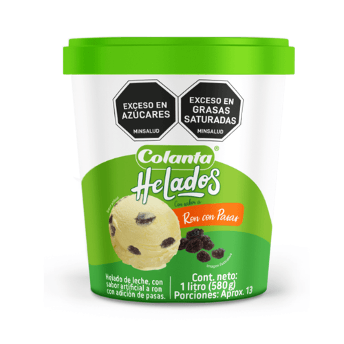 Helado Ron con Pasas Colanta X 1 Lt