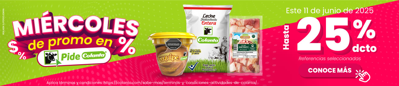 Miércoles de descuento en pidecolanta.com