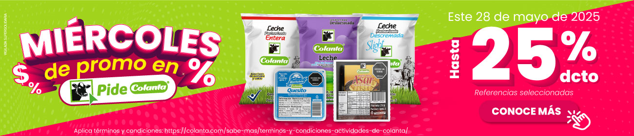 Miércoles de descuentos en pidecolanta.com