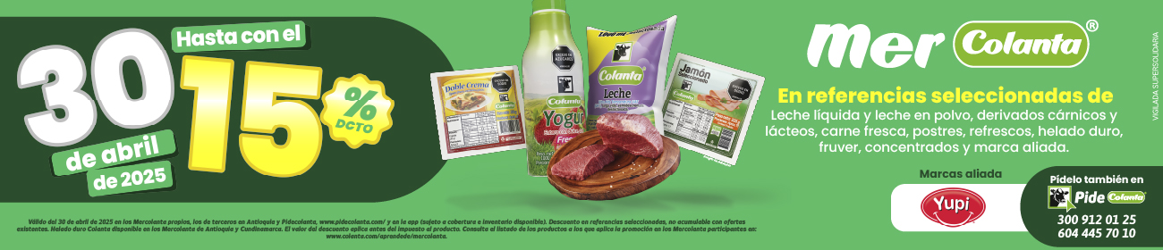 el 30 con el 15% de descuento en pidecolanta.com