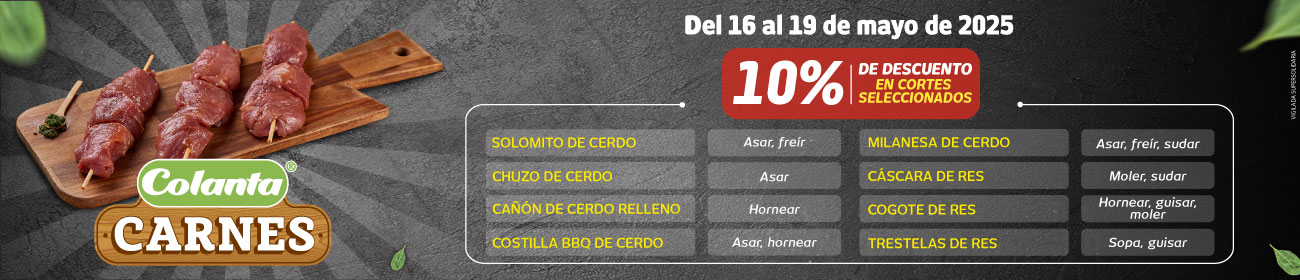 Descuento en carnes en pidecolanta.com
