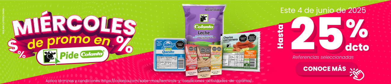 Miércoles de descuento en pidecolanta.com